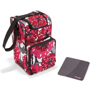 Thirty One Pack N Pour Thermal Set Bold Bloom with Serve Tray New Red Pink Black